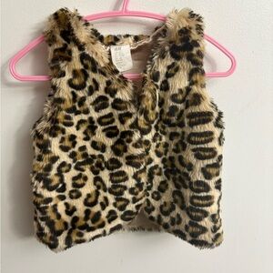 H&M Brown and Black Faux Fur leopard Vest 4-6 months